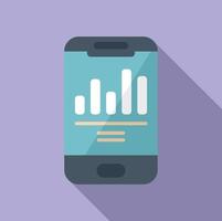 Smartphone report icon flat vector. Graphic chart vector