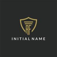 RF initial monogram logo with pillar and shield style design vector