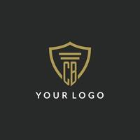 CB initial monogram logo with pillar and shield style design vector