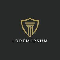 IM initial monogram logo with pillar and shield style design vector