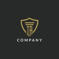 IA initial monogram logo with pillar and shield style design vector