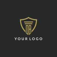 DB initial monogram logo with pillar and shield style design vector
