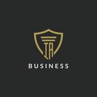 IR initial monogram logo with pillar and shield style design vector
