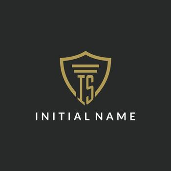 IS initial monogram logo with pillar and shield style design vector