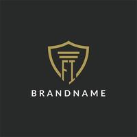 FI initial monogram logo with pillar and shield style design vector