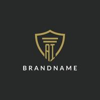 AI initial monogram logo with pillar and shield style design vector