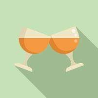 Wine cheers icon flat vector. Friend toast vector