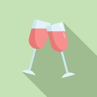 Wine cheers icon flat vector. Drink hand vector