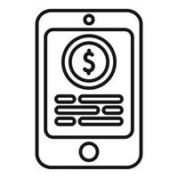 vector de contorno de icono de moneda de dinero de teléfono. transferencia de credito