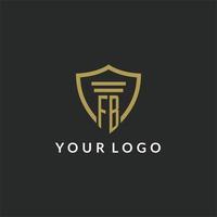 FB initial monogram logo with pillar and shield style design vector