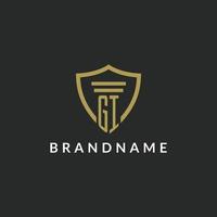 GI initial monogram logo with pillar and shield style design vector