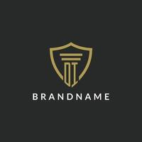 DI initial monogram logo with pillar and shield style design vector