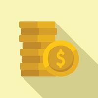 Coin stack icon flat vector. Finance payment vector