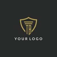 TB initial monogram logo with pillar and shield style design vector