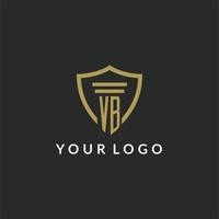 VB initial monogram logo with pillar and shield style design vector