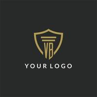 VB initial monogram logo with pillar and shield style design vector