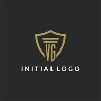 VG initial monogram logo with pillar and shield style design vector