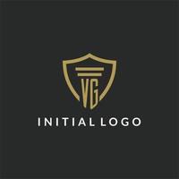 VG initial monogram logo with pillar and shield style design vector