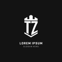 TZ monogram logo initial with crown and shield guard shape style vector