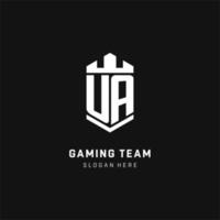 UA monogram logo initial with crown and shield guard shape style vector