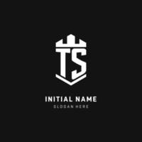 TS monogram logo initial with crown and shield guard shape style vector