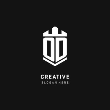 OD monogram logo initial with crown and shield guard shape style vector