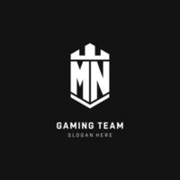 MN monogram logo initial with crown and shield guard shape style vector