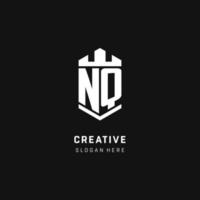 NQ monogram logo initial with crown and shield guard shape style vector