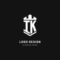 IK monogram logo initial with crown and shield guard shape style vector