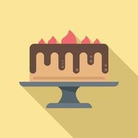 Cake chocolate icon flat vector. Delicious slice vector