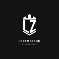 LZ monogram logo initial with crown and shield guard shape style vector