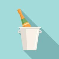 Ice champagne bottle icon flat vector. Wine glass vector