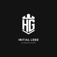 HG monogram logo initial with crown and shield guard shape style vector