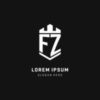 FZ monogram logo initial with crown and shield guard shape style vector