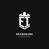 EI monogram logo initial with crown and shield guard shape style vector