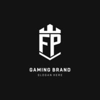 FP monogram logo initial with crown and shield guard shape style vector