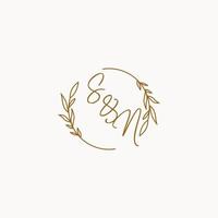 SN wedding initials logo design vector