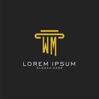 WM initial logo with simple pillar style design vector