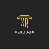 XR initial logo with simple pillar style design vector