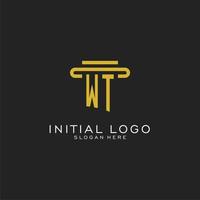 WT initial logo with simple pillar style design vector