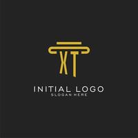 logotipo inicial xt con diseño de estilo de pilar simple vector