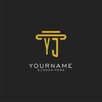 YJ initial logo with simple pillar style design vector