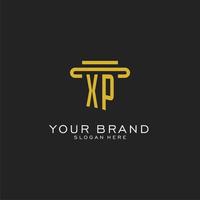 XP initial logo with simple pillar style design vector