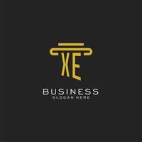 XE initial logo with simple pillar style design vector