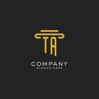 TA initial logo with simple pillar style design vector