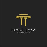 TT initial logo with simple pillar style design vector