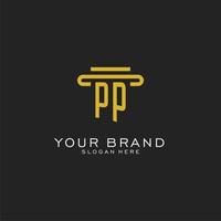 PP initial logo with simple pillar style design vector