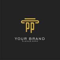 PP initial logo with simple pillar style design vector