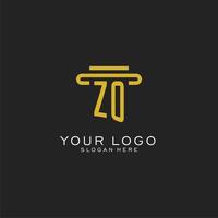 ZO initial logo with simple pillar style design vector