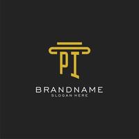 PI initial logo with simple pillar style design vector